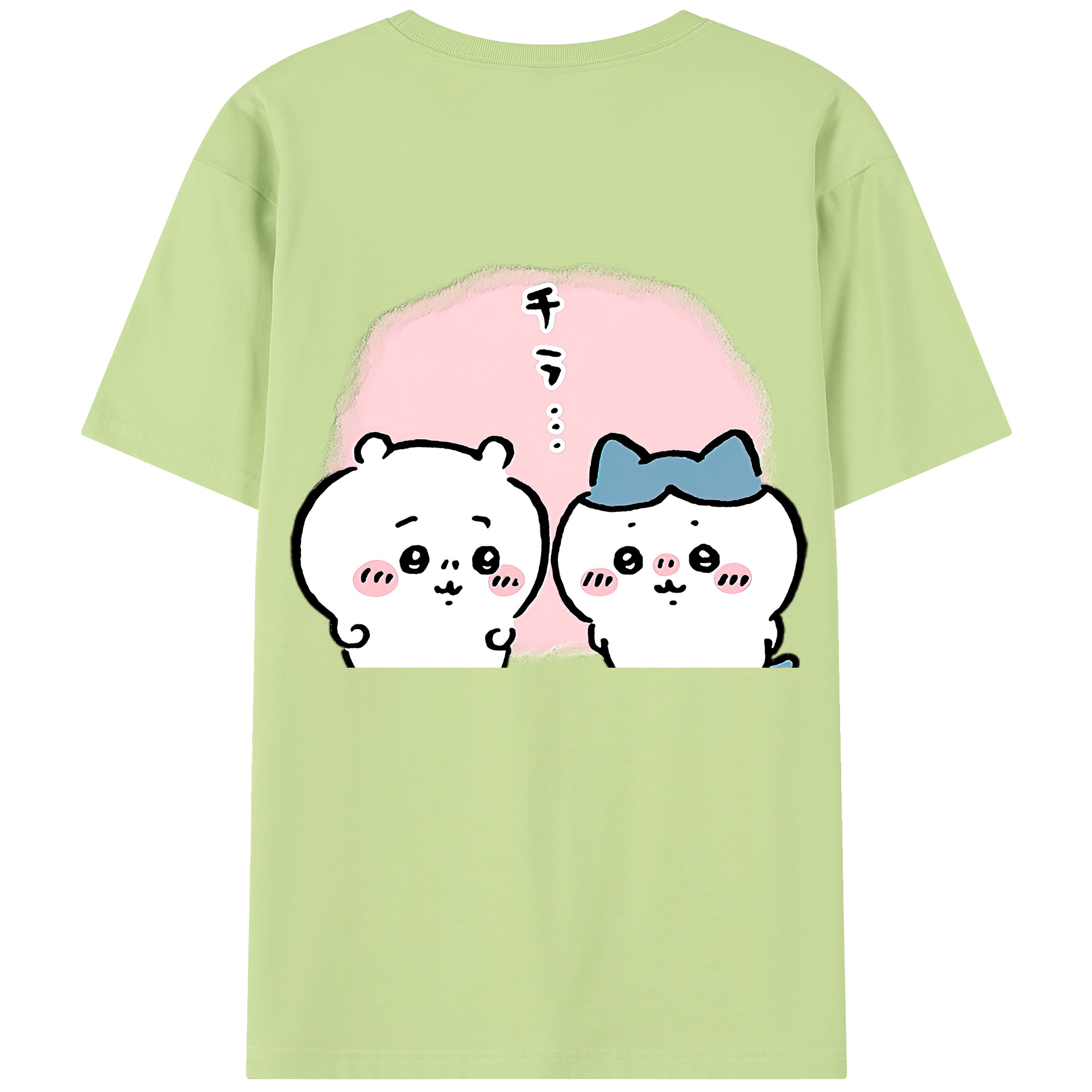 （画像用） ちいかわ ハチワレ Chii-kawa hachiware 綿100％半袖Tシャツ（背面プリント）